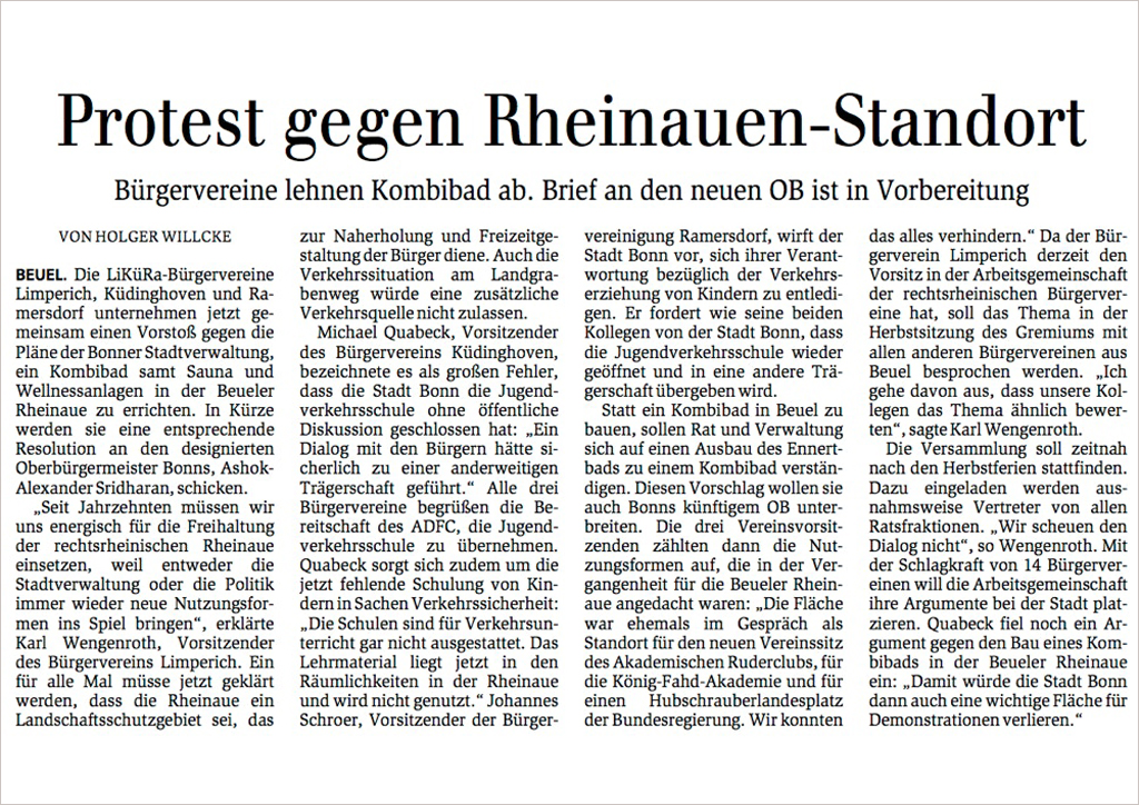 Beueler Rheinaue muss Landschaftsschutzgebiet sein