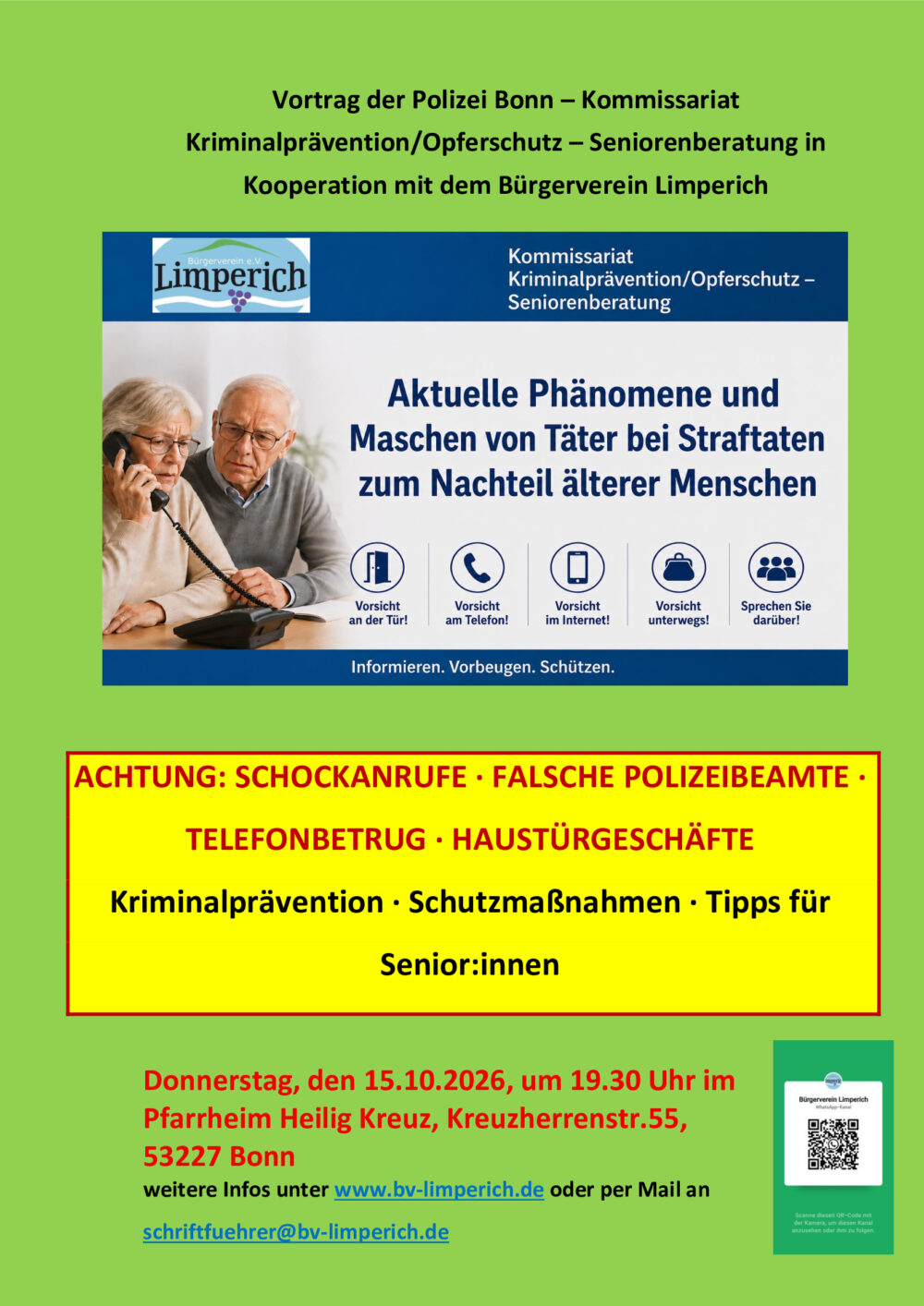 Vortrag der Polizei Bonn – Kommissariat Kriminalprävention/Opferschutz – Seniorenberatung